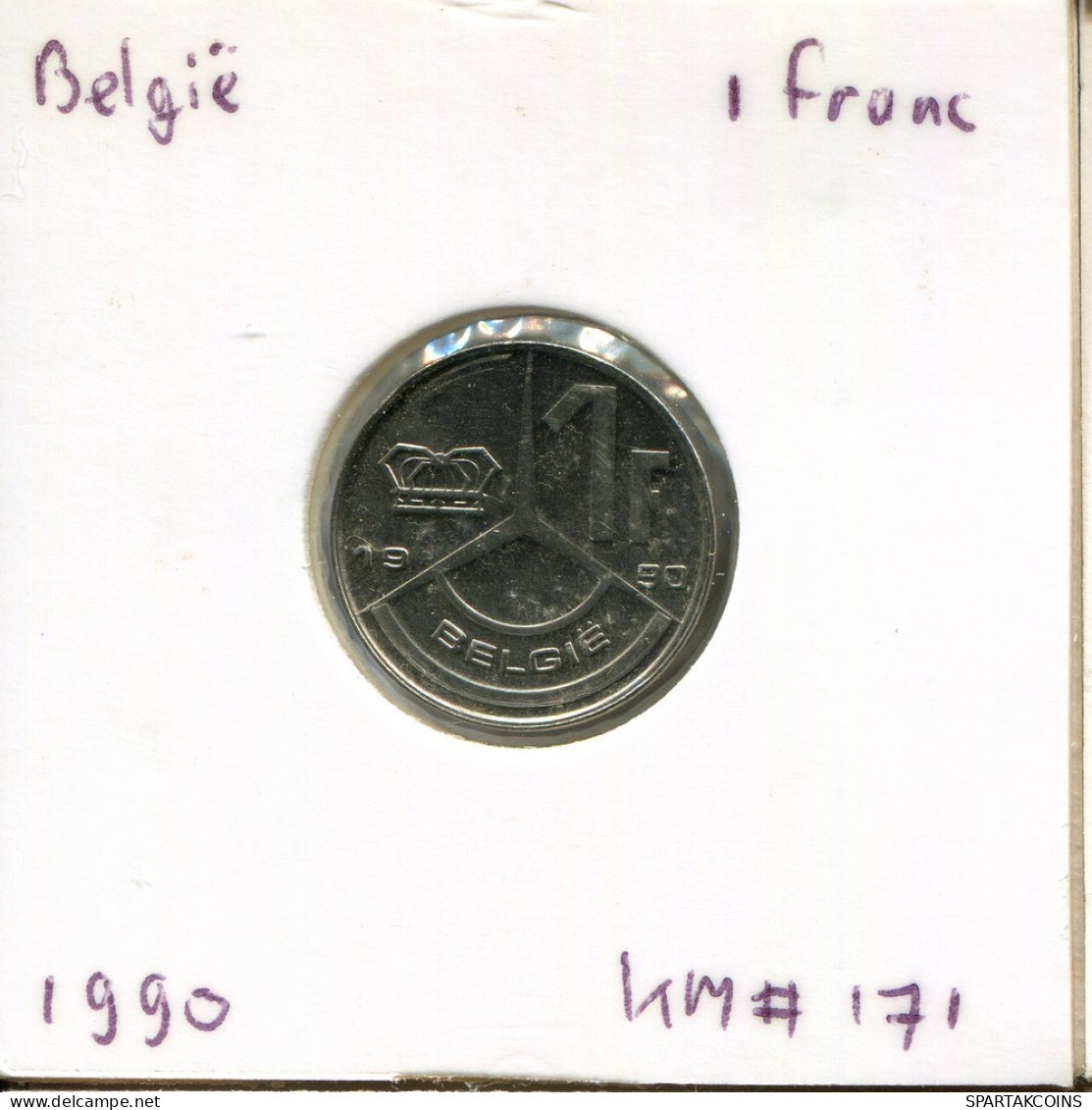 1 FRANC 1990 DUTCH Text BÉLGICA BELGIUM Moneda #AR421.E.A - 1 Franc