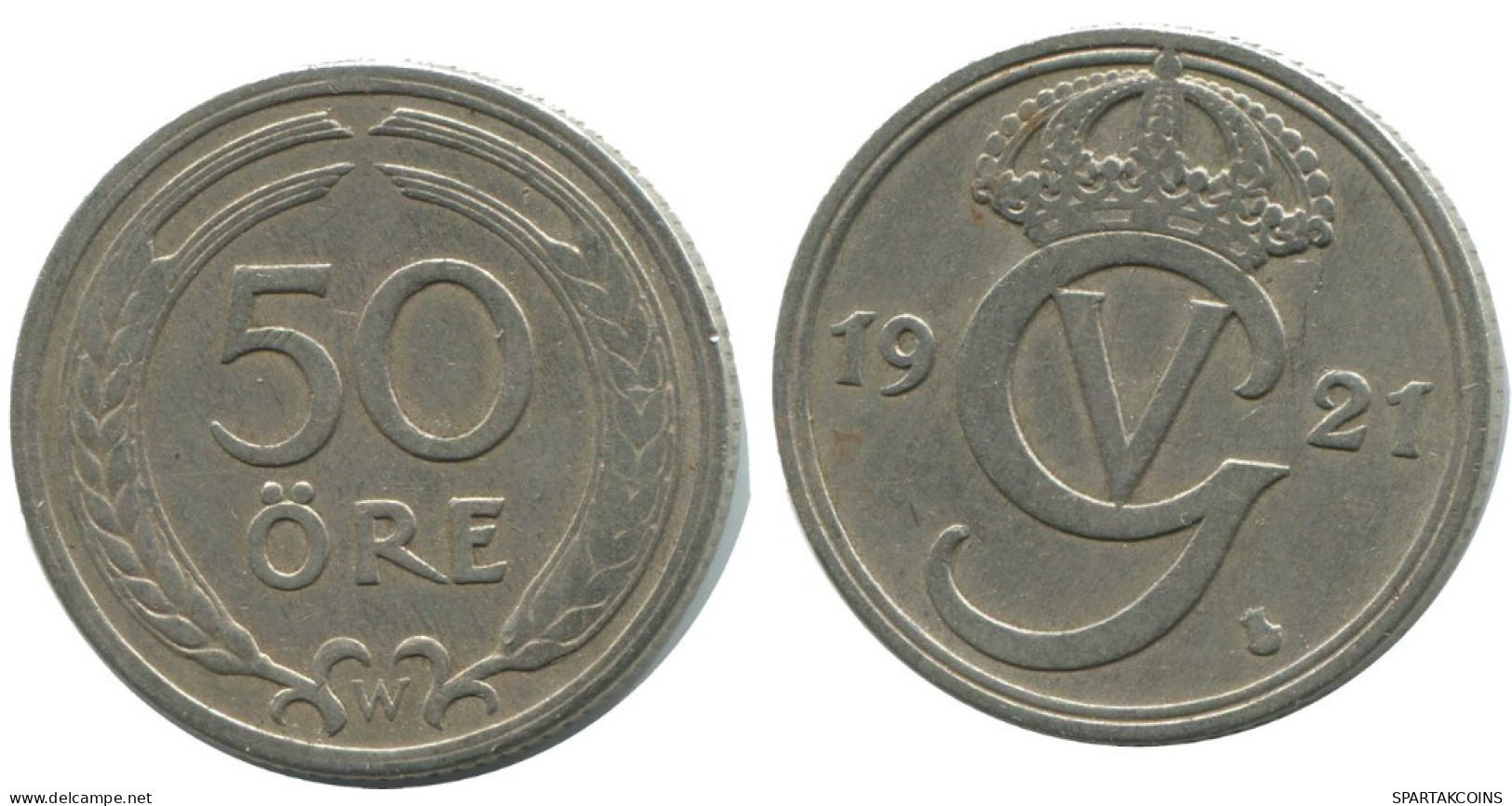 50 ORE 1921 W SCHWEDEN SWEDEN Münze RARE #AC705.2.D.A - Suède
