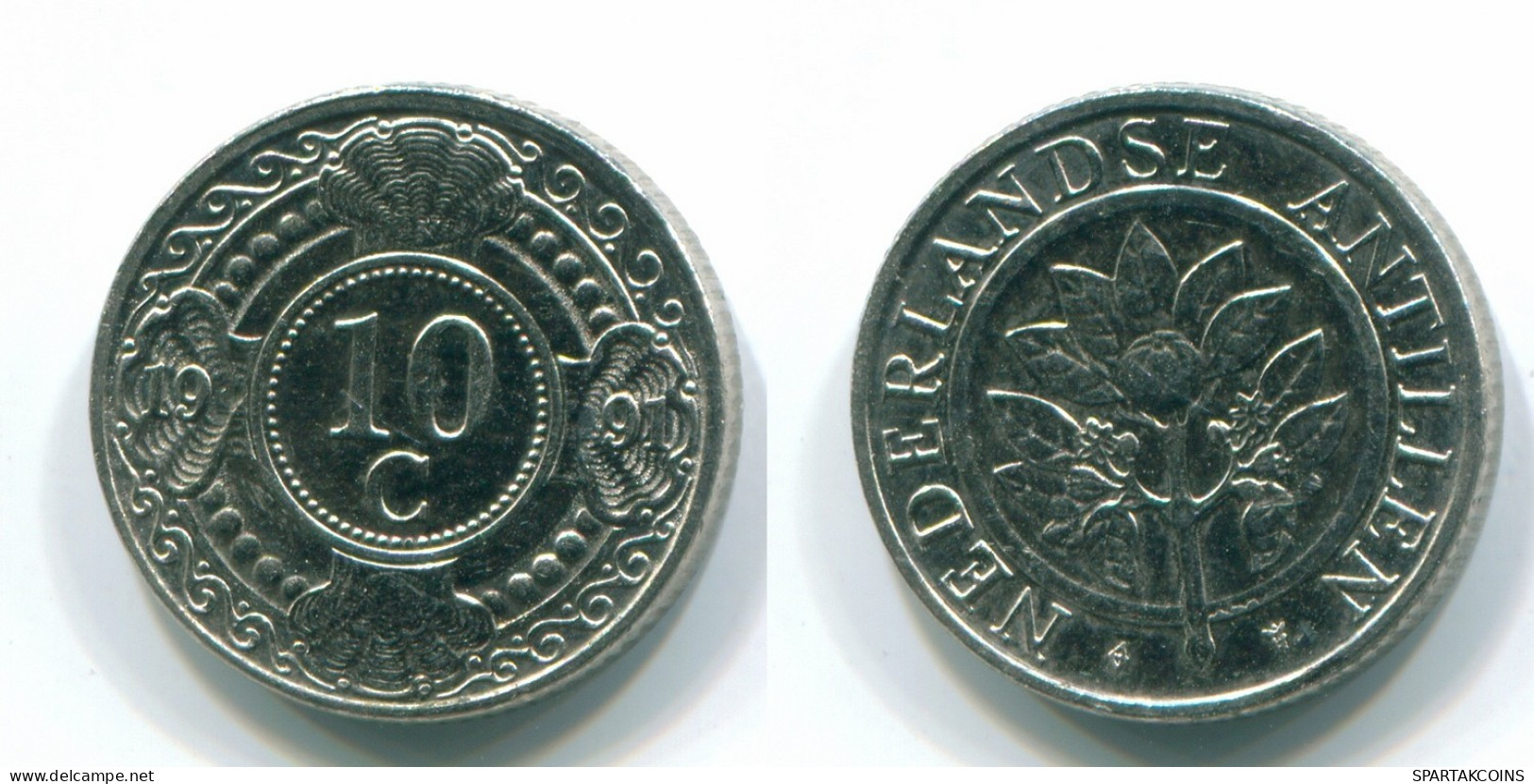 10 CENTS 1991 NIEDERLÄNDISCHE ANTILLEN Nickel Koloniale Münze #S11325.D.A - Netherlands Antilles