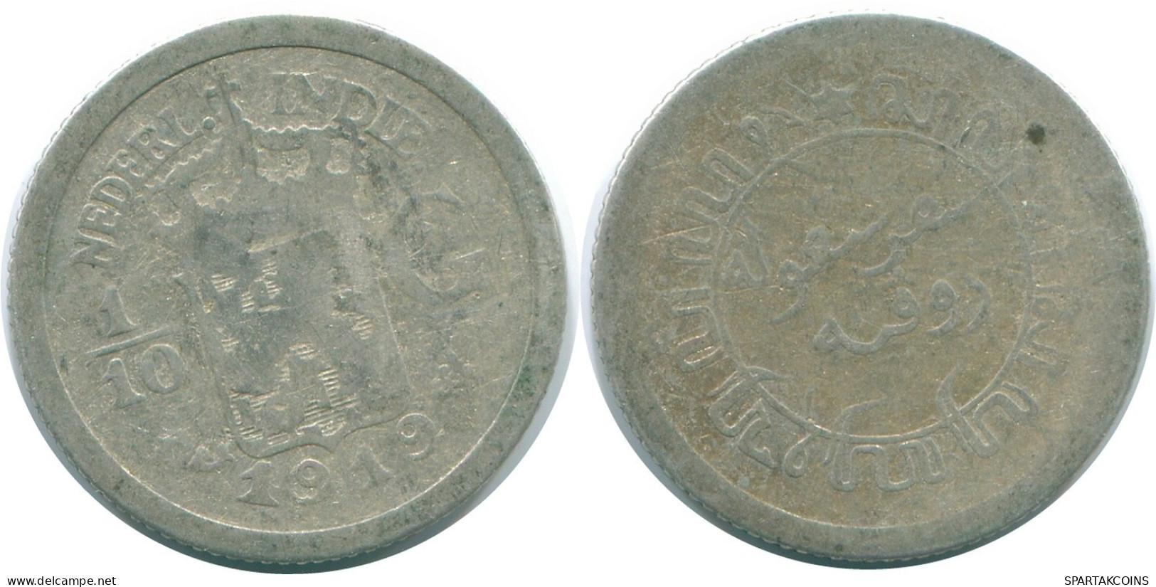 1/10 GULDEN 1919 NETHERLANDS EAST INDIES SILVER Colonial Coin #NL13344.3.U.A - Niederländisch-Indien