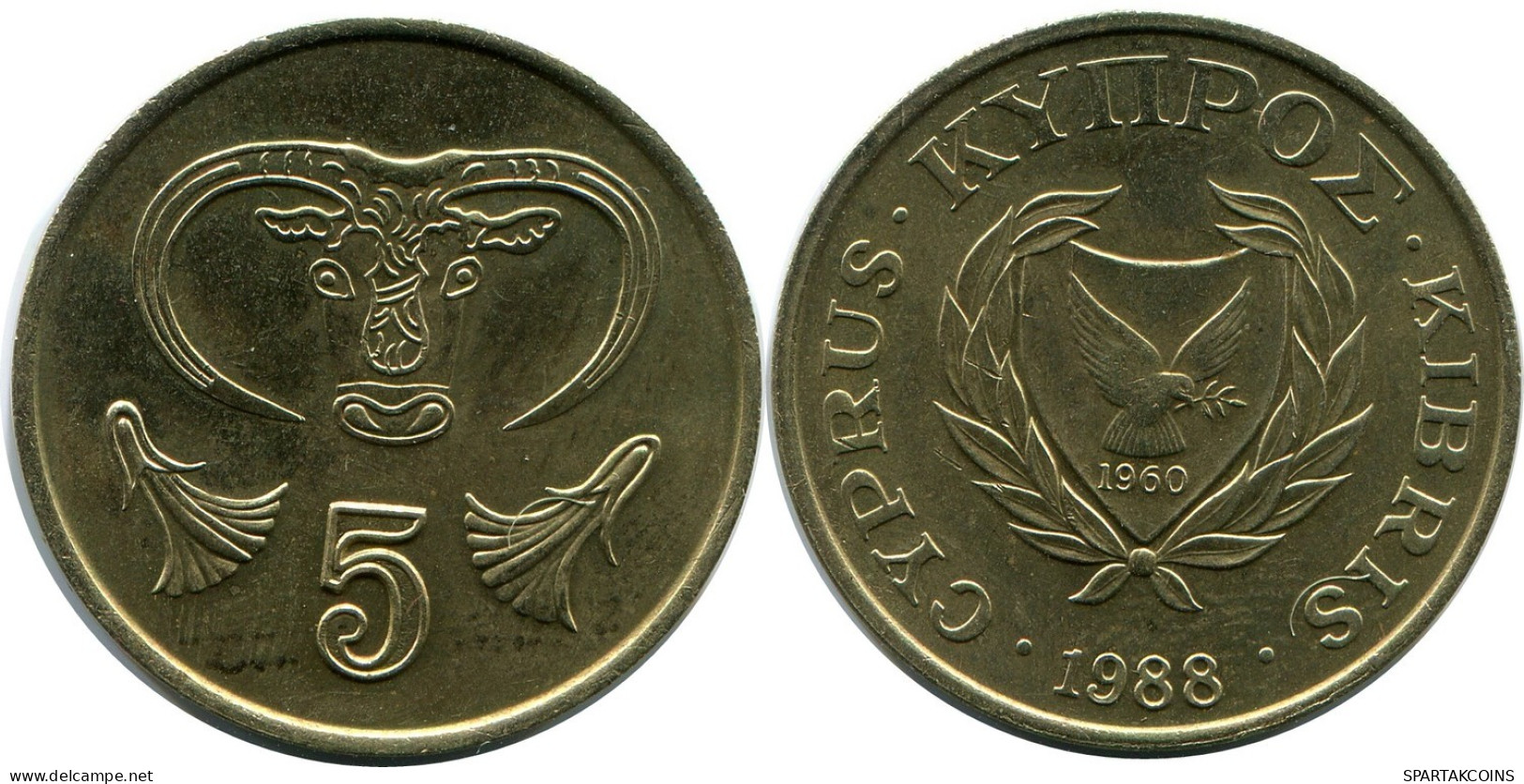 5 CENTS 1988 CHYPRE CYPRUS Pièce #AP312.F.A - Cipro