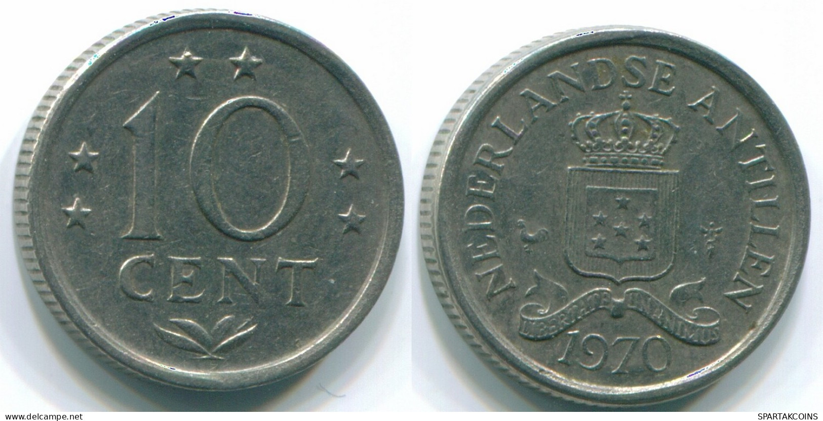 10 CENTS 1970 NIEDERLÄNDISCHE ANTILLEN Nickel Koloniale Münze #S13350.D.A - Netherlands Antilles