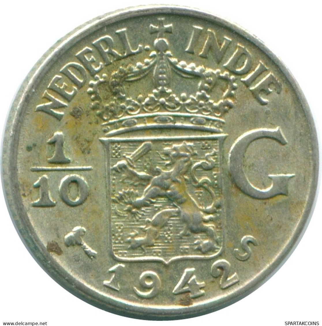 1/10 GULDEN 1942 INDIAS ORIENTALES DE LOS PAÍSES BAJOS PLATA #NL13981.3.E.A - Indes Neerlandesas
