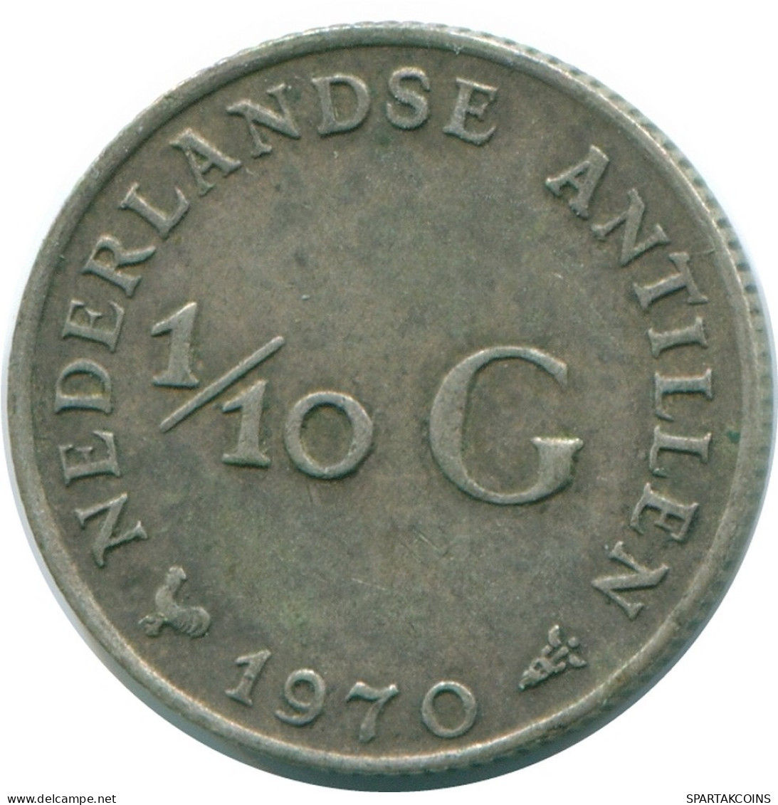 1/10 GULDEN 1970 ANTILLAS NEERLANDESAS PLATA Colonial Moneda #NL13049.3.E.A - Antillas Neerlandesas