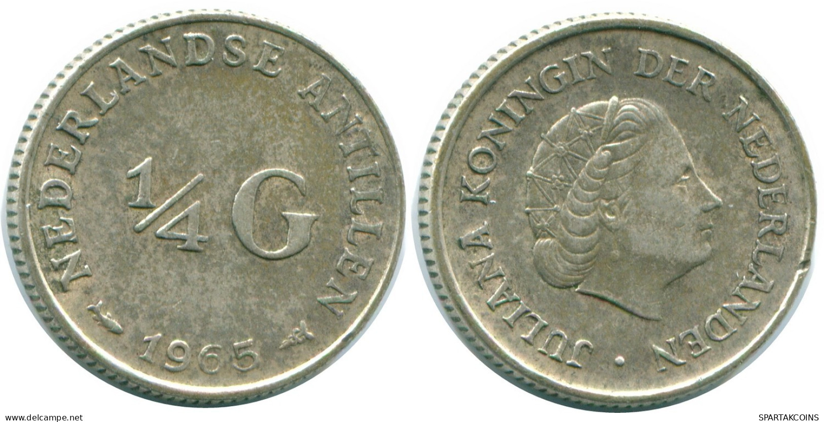 1/4 GULDEN 1965 NIEDERLÄNDISCHE ANTILLEN SILBER Koloniale Münze #NL11386.4.D.A - Antilles Néerlandaises