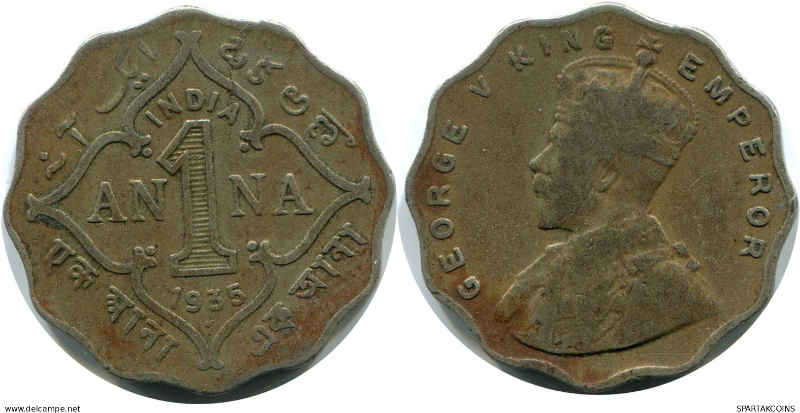 1 ANNA 1935 INDIA-BRITISH Coin #AY965.U.A - Inde