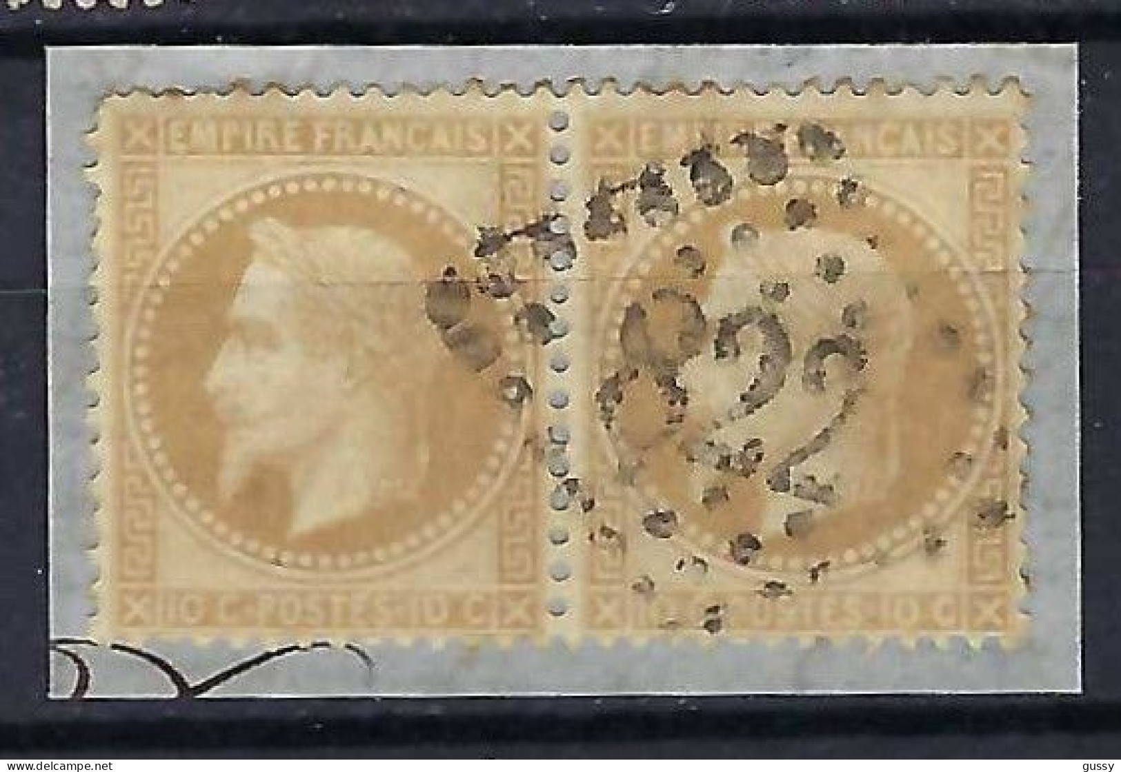 FRANCE Classique, B Obl. GC Des Villes Sur TP Isolés: GC 822 (Cette,1) Sur Paire De Y&T 28B Sur Fragment - 1863-1870 Napoleon III With Laurels