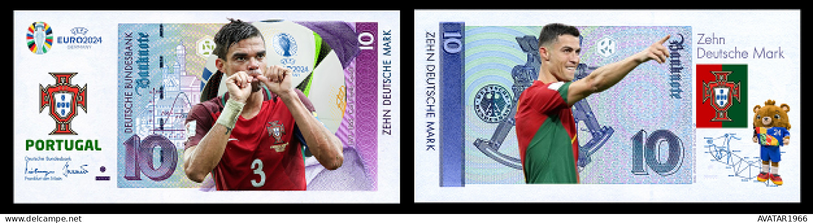 UEFA European Football Championship 2024 Qualified Country   Portugal 8 Pieces Germany Fantasy Paper Money - Gedenkausgaben