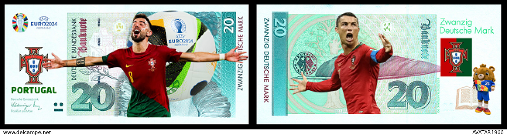 UEFA European Football Championship 2024 Qualified Country   Portugal 8 Pieces Germany Fantasy Paper Money - [15] Commémoratifs & Emissions Spéciales
