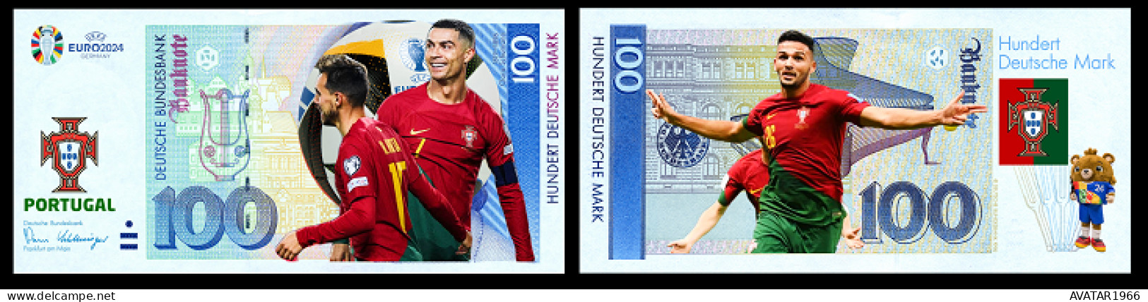 UEFA European Football Championship 2024 qualified country   Portugal 8 pieces Germany fantasy paper money