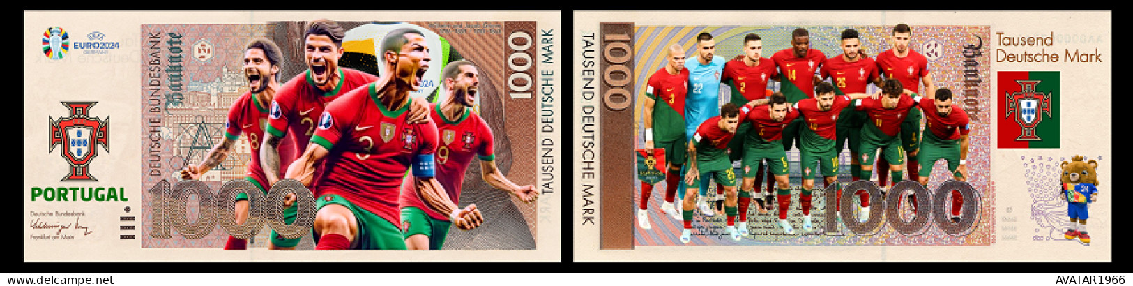 UEFA European Football Championship 2024 qualified country   Portugal 8 pieces Germany fantasy paper money