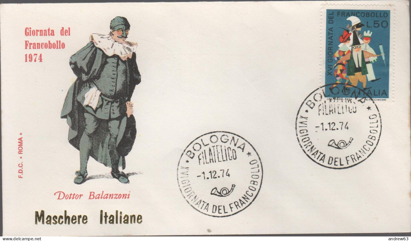 ITALIA - ITALIE - ITALY - 1974 - 16ª Giornata Del Francobollo - Dottor Balanzoni - FDC Roma - FDC