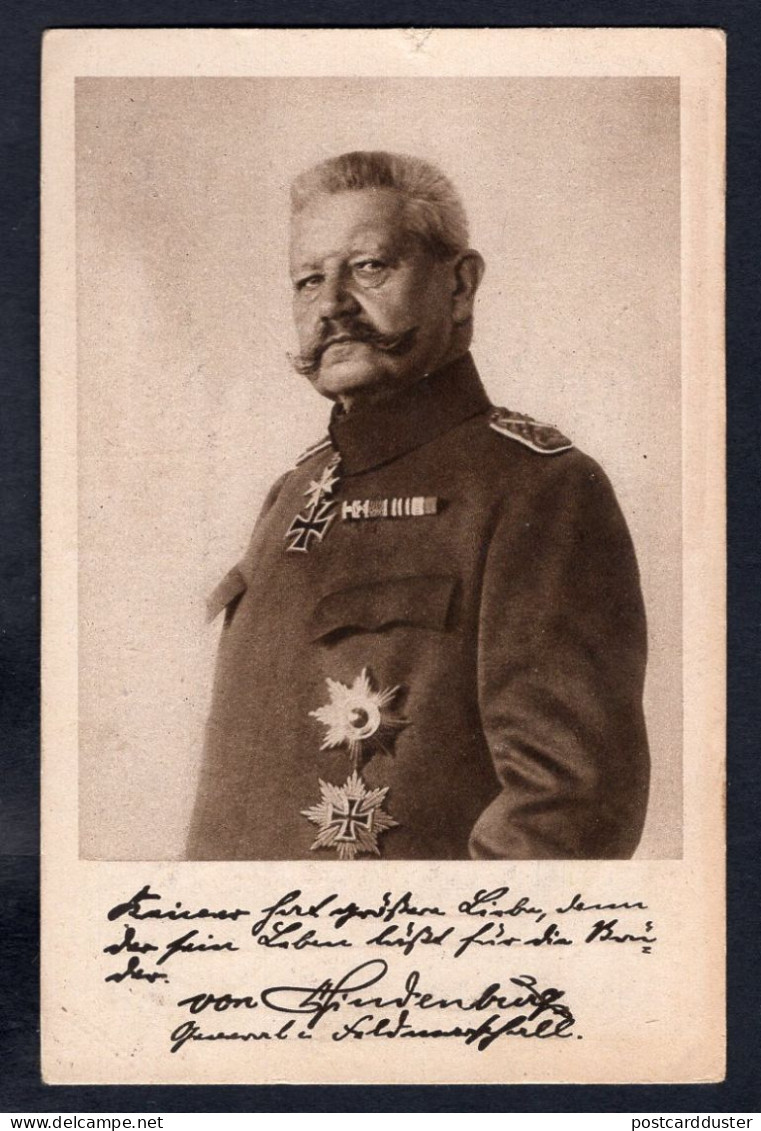 Germany 1918 Generalfeldmarschall Paul Von Hindenburg. Bochum. Feldpost Old Postcard  (h3605) - Personnages
