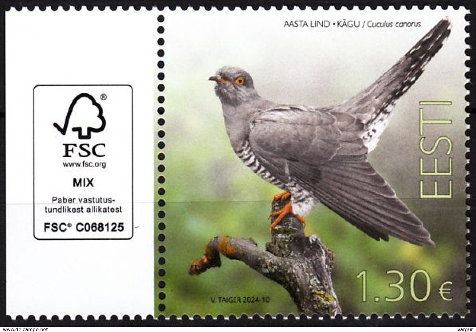 ESTONIA 2024-08 FAUNA Animals: Bird Of The Year - Cuckoo. FSC Margin, MNH - Coucous, Touracos