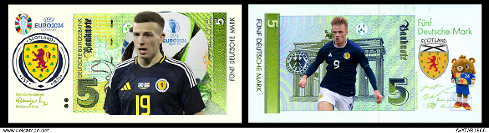 UEFA European Football Championship 2024 Qualified Country Scotland  8 Pieces Germany Fantasy Paper Money - [15] Commemoratives & Special Issues