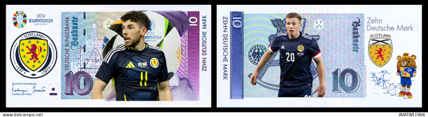 UEFA European Football Championship 2024 Qualified Country Scotland  8 Pieces Germany Fantasy Paper Money - [15] Commemoratives & Special Issues