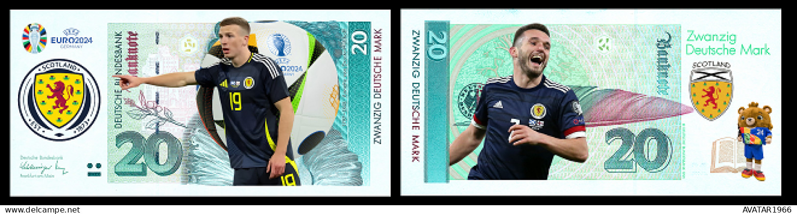UEFA European Football Championship 2024 Qualified Country Scotland  8 Pieces Germany Fantasy Paper Money - [15] Commemoratives & Special Issues