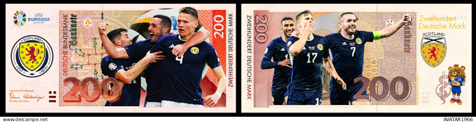 UEFA European Football Championship 2024 qualified country Scotland  8 pieces Germany fantasy paper money