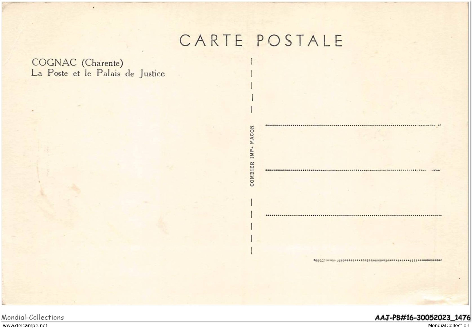 AAJP8-16-0700 - COGNAC - La Poste Et Le Palais De Justice - Cognac