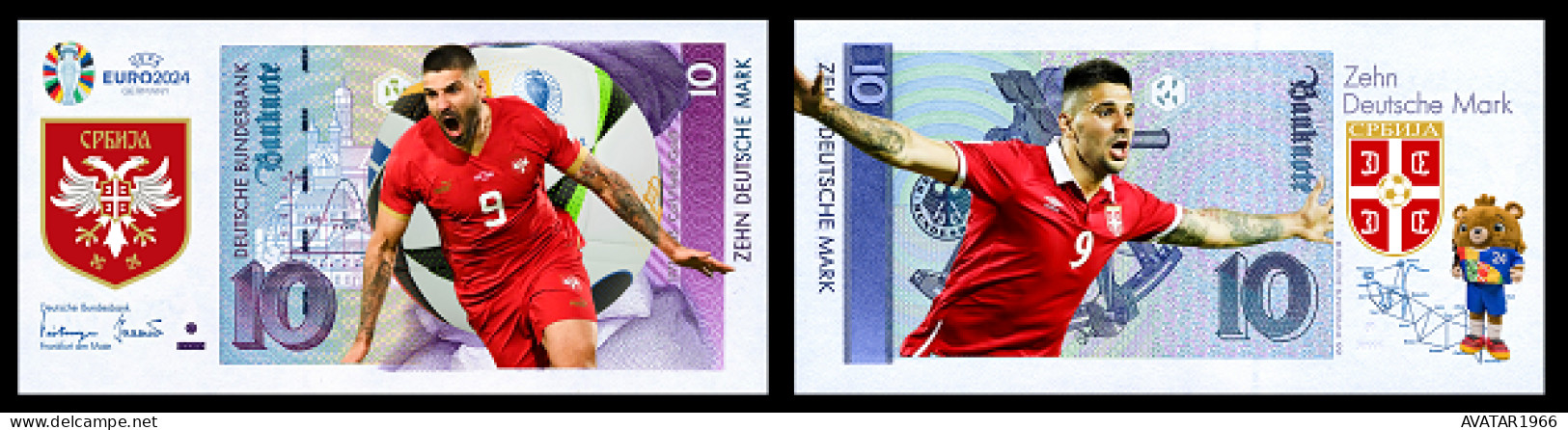 UEFA European Football Championship 2024 Qualified Country Serbia  8 Pieces Germany Fantasy Paper Money - [15] Commémoratifs & Emissions Spéciales