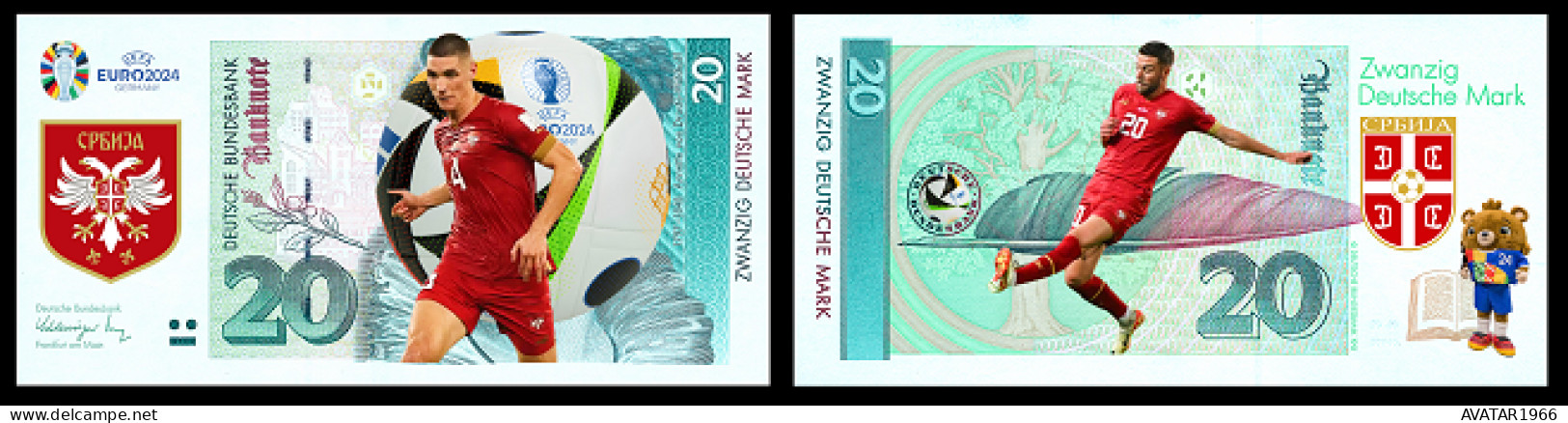 UEFA European Football Championship 2024 Qualified Country Serbia  8 Pieces Germany Fantasy Paper Money - [15] Commemoratives & Special Issues