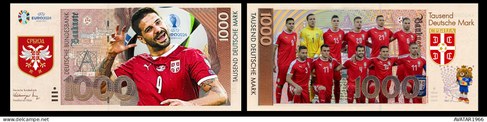 UEFA European Football Championship 2024 qualified country Serbia  8 pieces Germany fantasy paper money