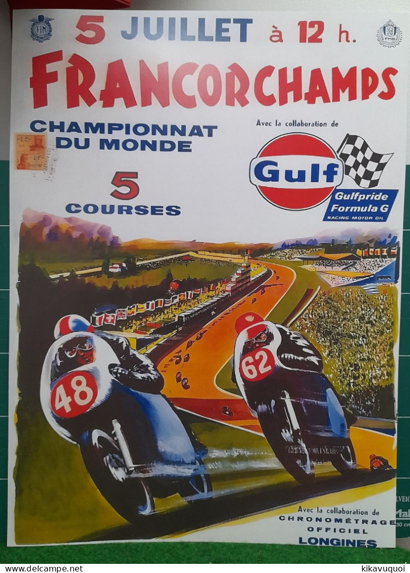 COURSE MOTOS FRANCORCHAMPS - GULF - AFFICHE POSTER - Motor Bikes