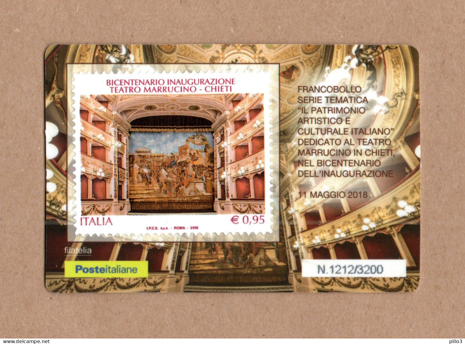 ITALIA - Tessera Filatelica : Teatro Marrucino - Chieti   11.05.2018 - Cartes Philatéliques