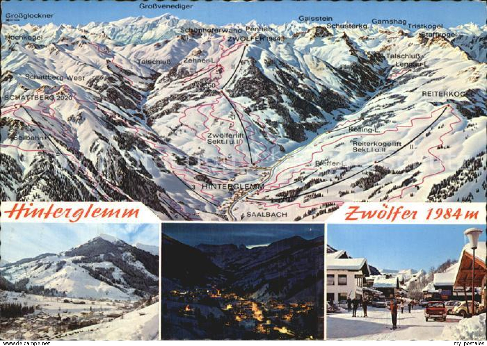 72583195 Hinterglemm Saalbach Skigebiet Uebersichtskarte Zwoelfen Saalbach Hinte - Autres & Non Classés