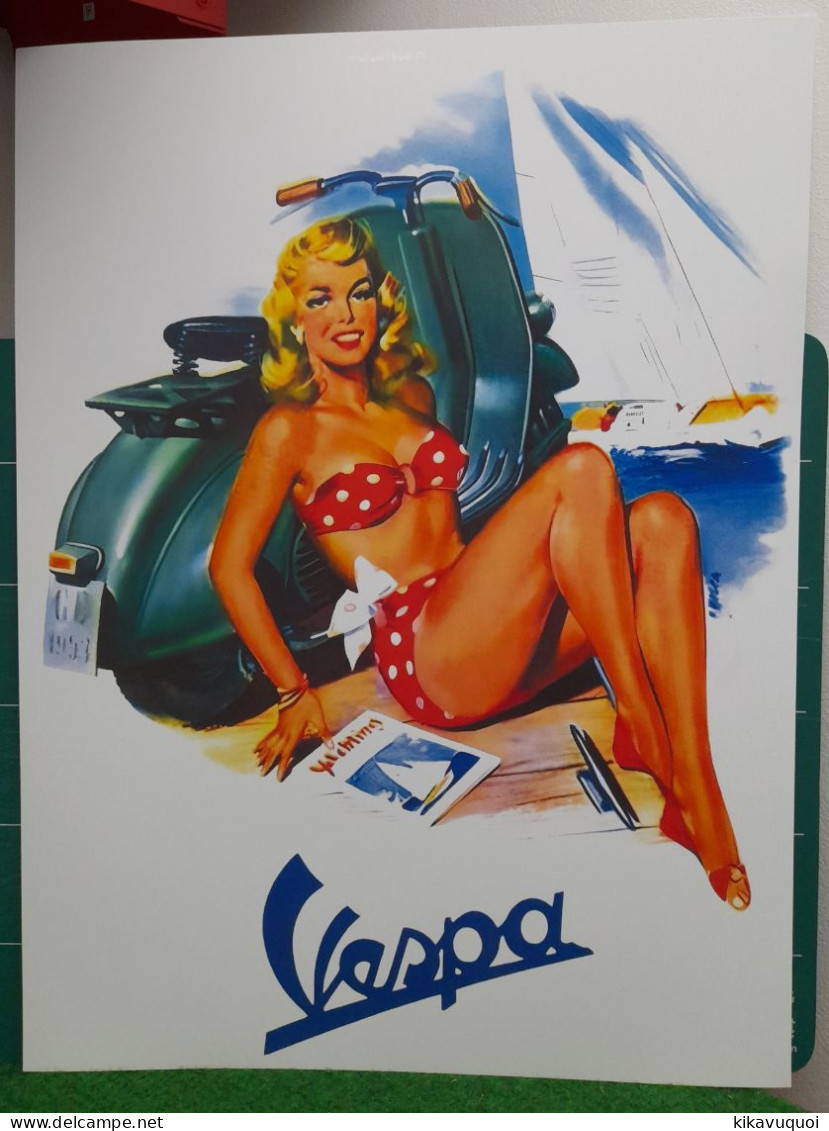SCOOTER VESPA PIN UP - AFFICHE POSTER - Motor Bikes