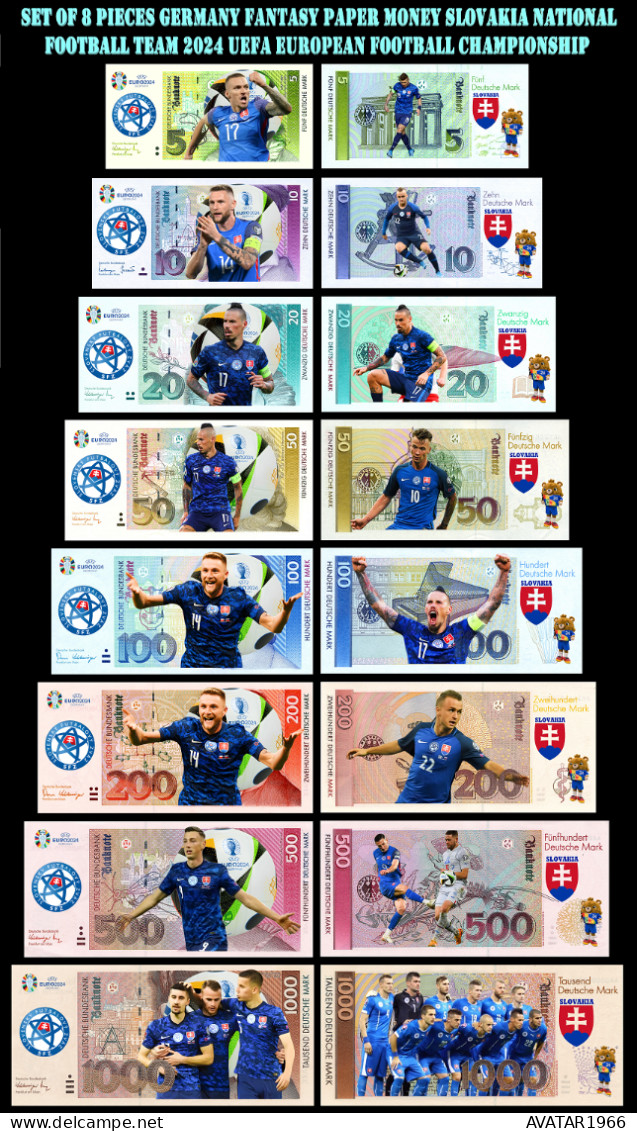 UEFA European Football Championship 2024 Qualified Country Slovakia  8 Pieces Germany Fantasy Paper Money - [15] Commemoratives & Special Issues