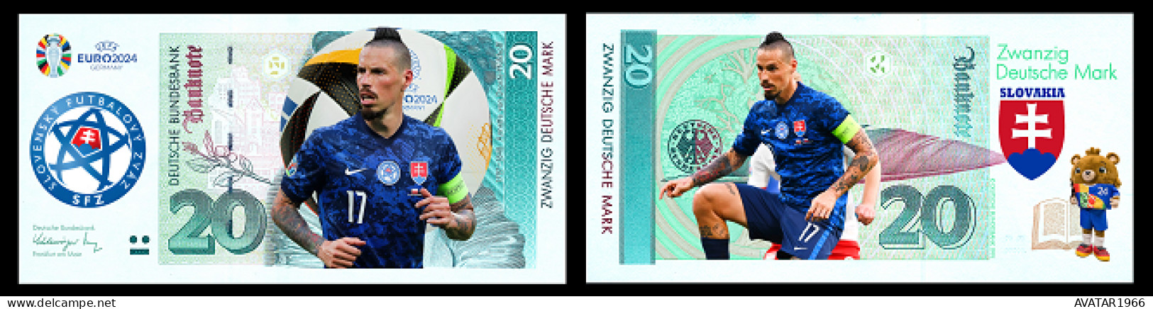 UEFA European Football Championship 2024 Qualified Country Slovakia  8 Pieces Germany Fantasy Paper Money - [15] Commemoratives & Special Issues