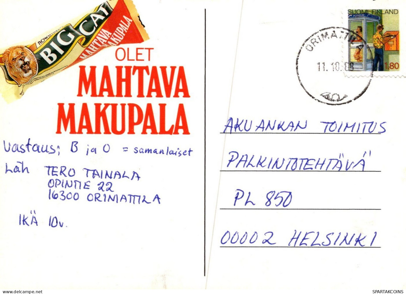 LION GROS CHAT Animaux Vintage Carte Postale CPSM #PAM014.A - Leones