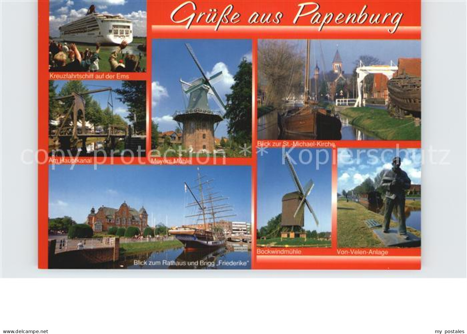 72583037 Papenburg Kreuzfahrtschiff Ems Kanal Bruecke Windmuehle Kirche Von Vele - Papenburg