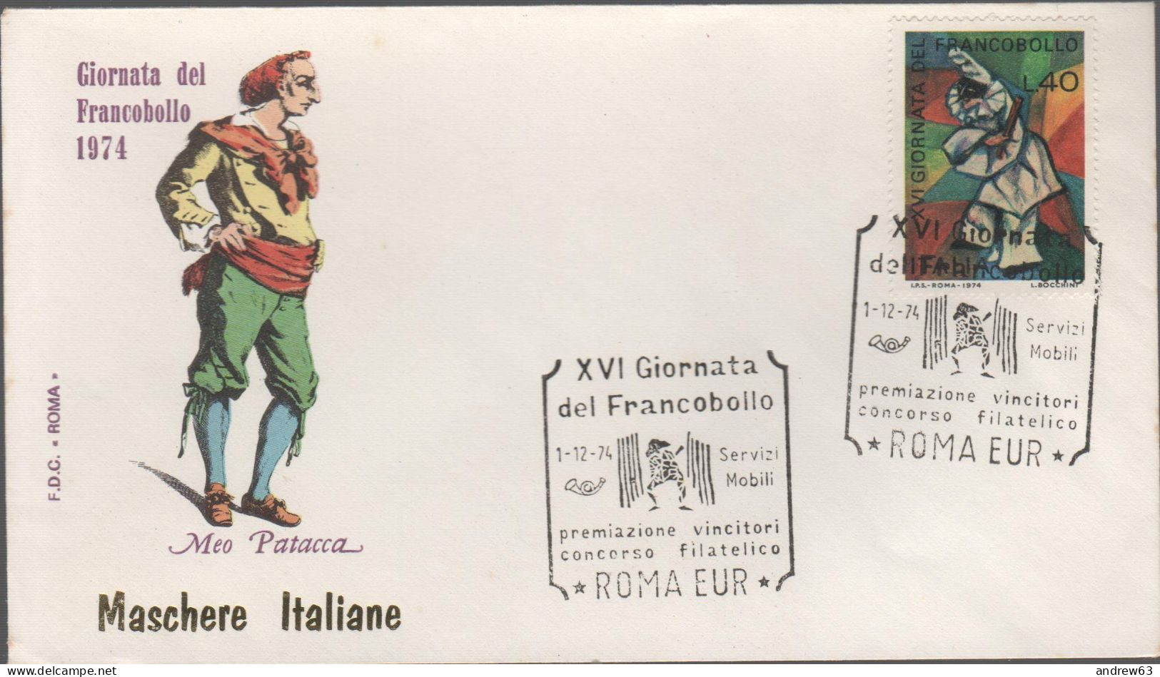 ITALIA - ITALIE - ITALY - 1974 - 16ª Giornata Del Francobollo - Meo Patacca - FDC Roma - FDC