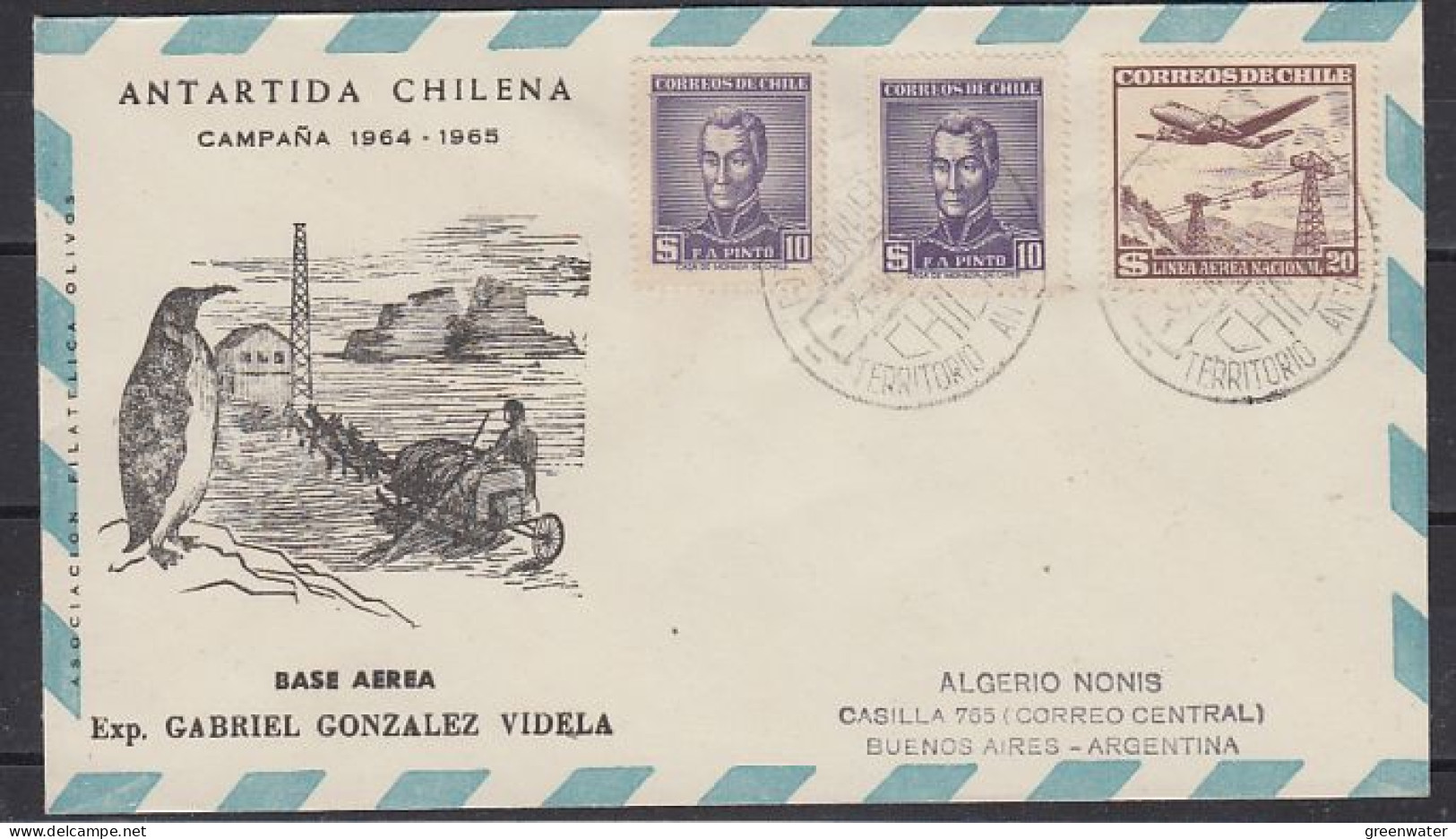 Chile Base Aerea Gabriel Gonzalez Videla Cover Ca 9 JAN 1965 (59874) - Bases Antarctiques