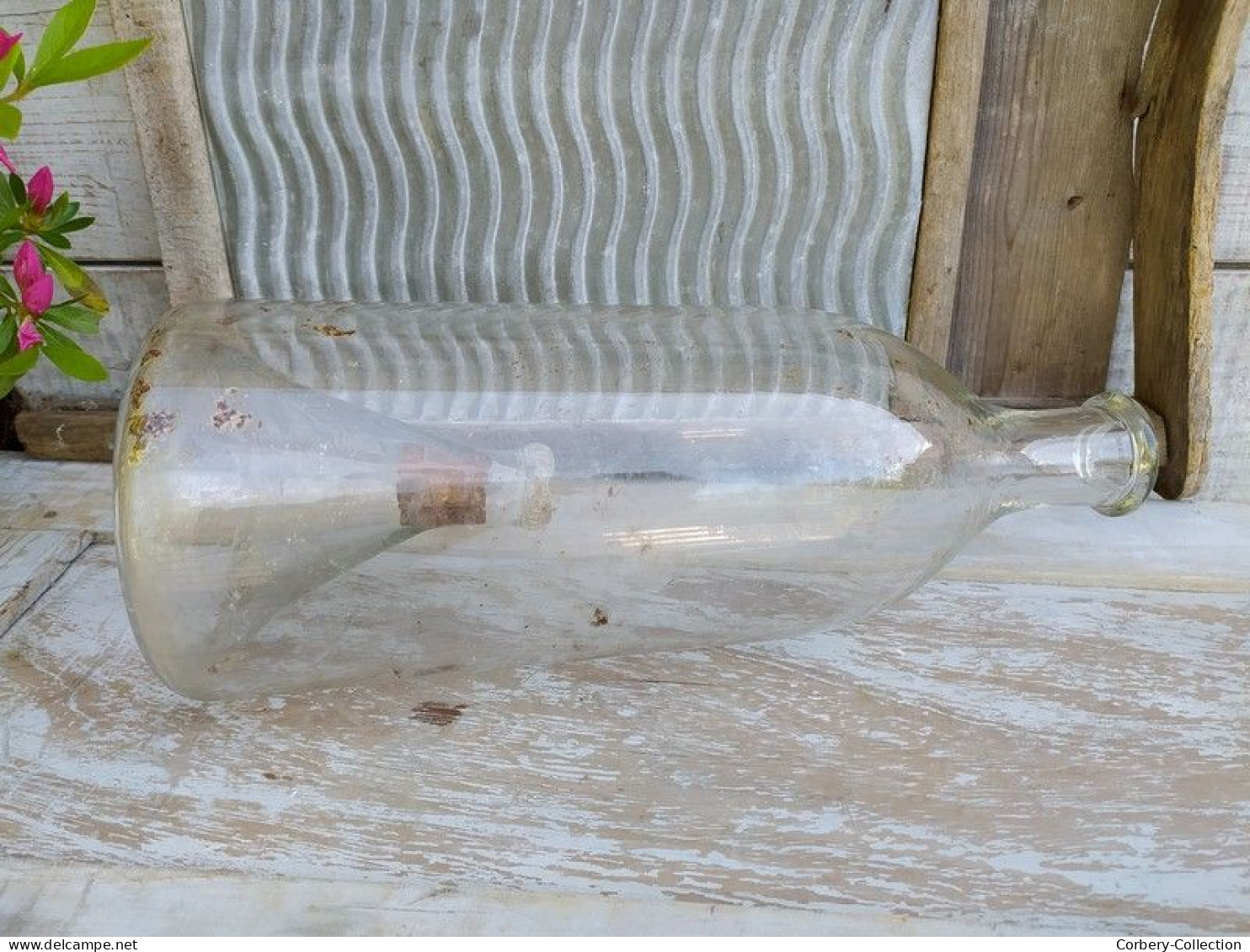 Ancienne Bouteille Verre Soufflé Piège à Poissons Vairons Pêche XIXeme - Glass & Crystal