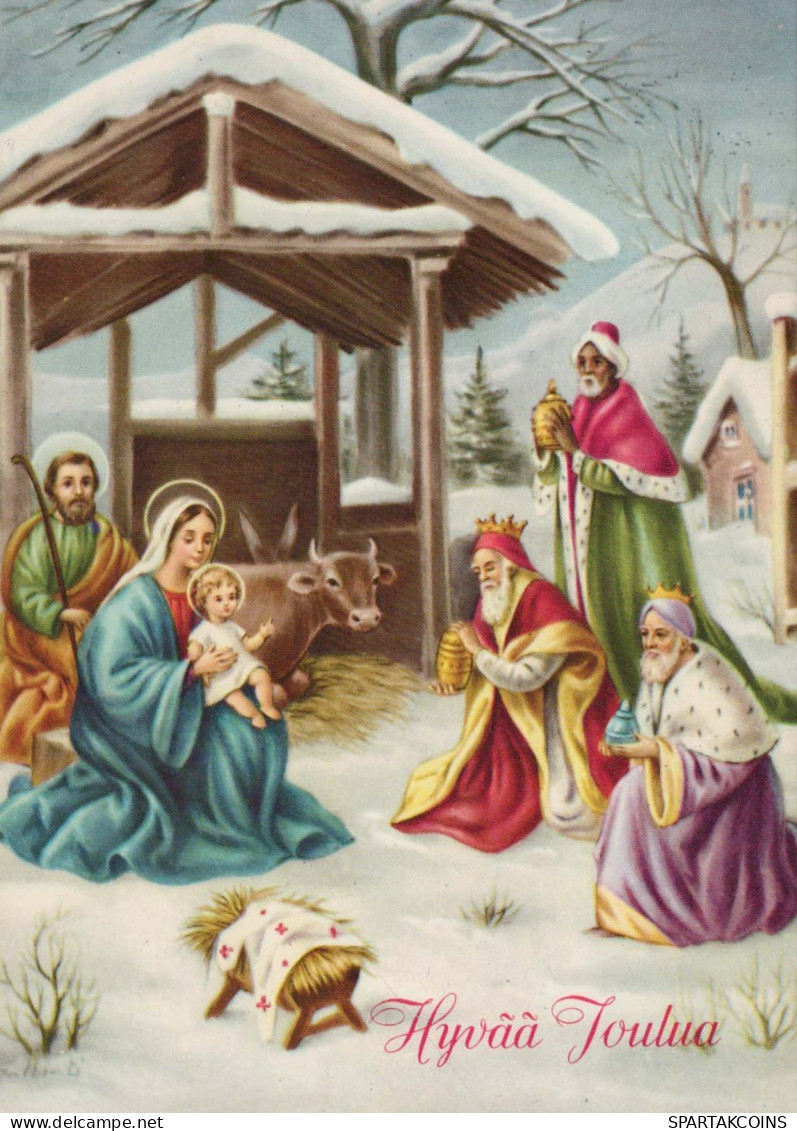 Vergine Maria Madonna Gesù Bambino Natale Religione Vintage Cartolina CPSM #PBB849.A - Vierge Marie & Madones