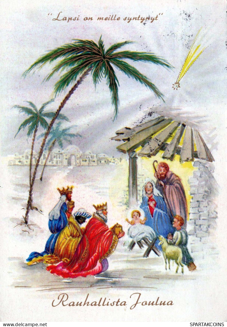 Vergine Maria Madonna Gesù Bambino Natale Religione Vintage Cartolina CPSM #PBB824.A - Virgen Maria Y Las Madonnas