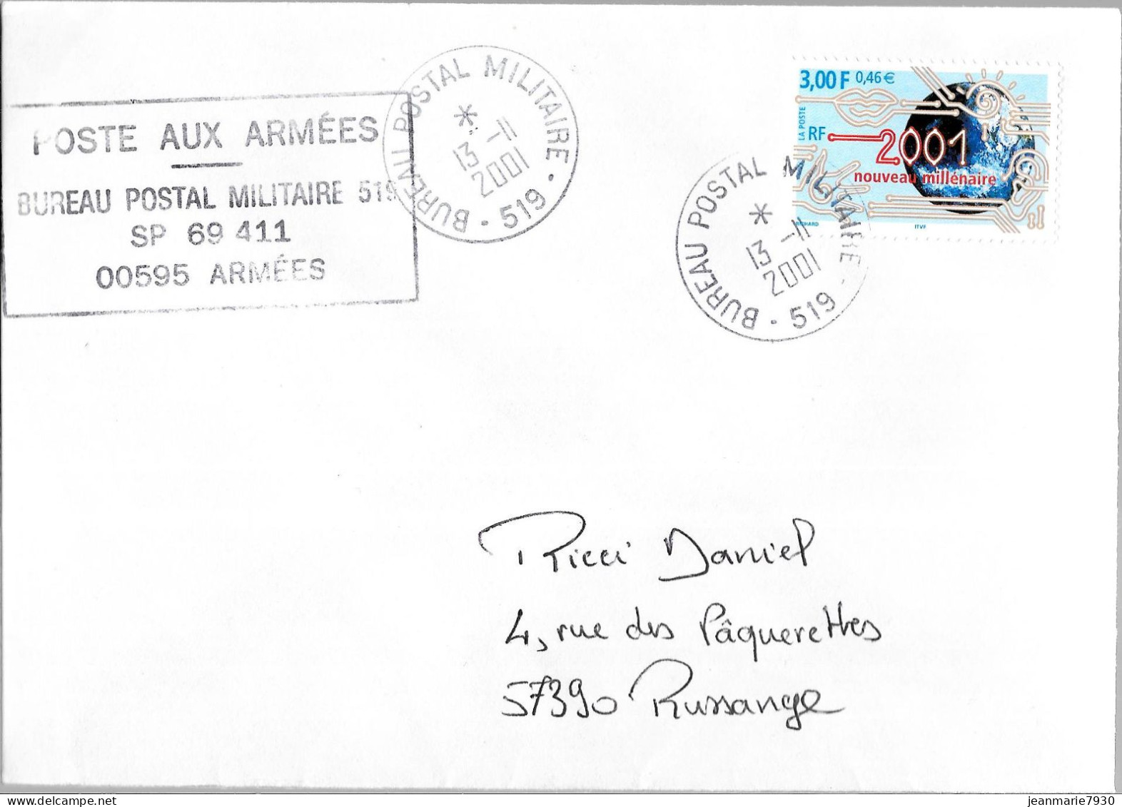 P286 - LETTRE DU BPM 519 ( DONAUESSCHINGEN (Allemagne)) DU 13/11/01 - SP 69411 - Lettres & Documents