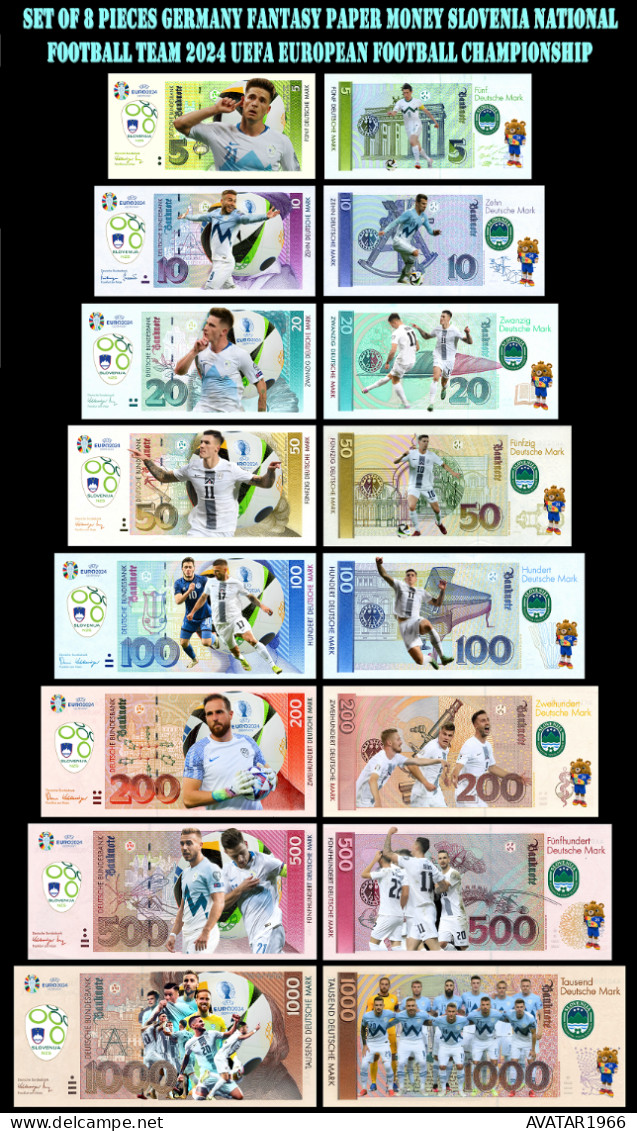 UEFA European Football Championship 2024 Qualified Country Slovenia  8 Pieces Germany Fantasy Paper Money - [15] Commemoratives & Special Issues