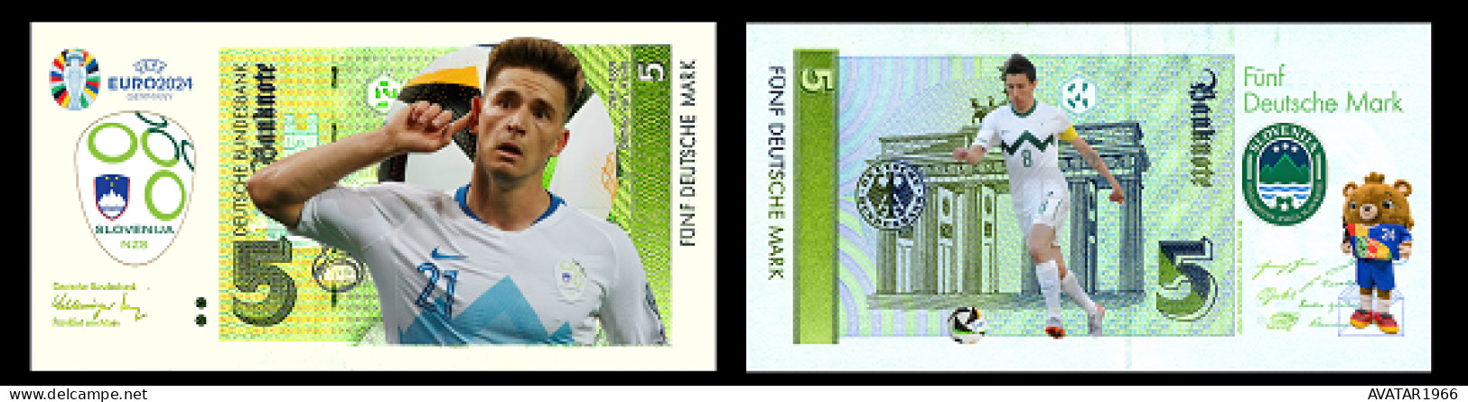 UEFA European Football Championship 2024 Qualified Country Slovenia  8 Pieces Germany Fantasy Paper Money - [15] Commemoratives & Special Issues