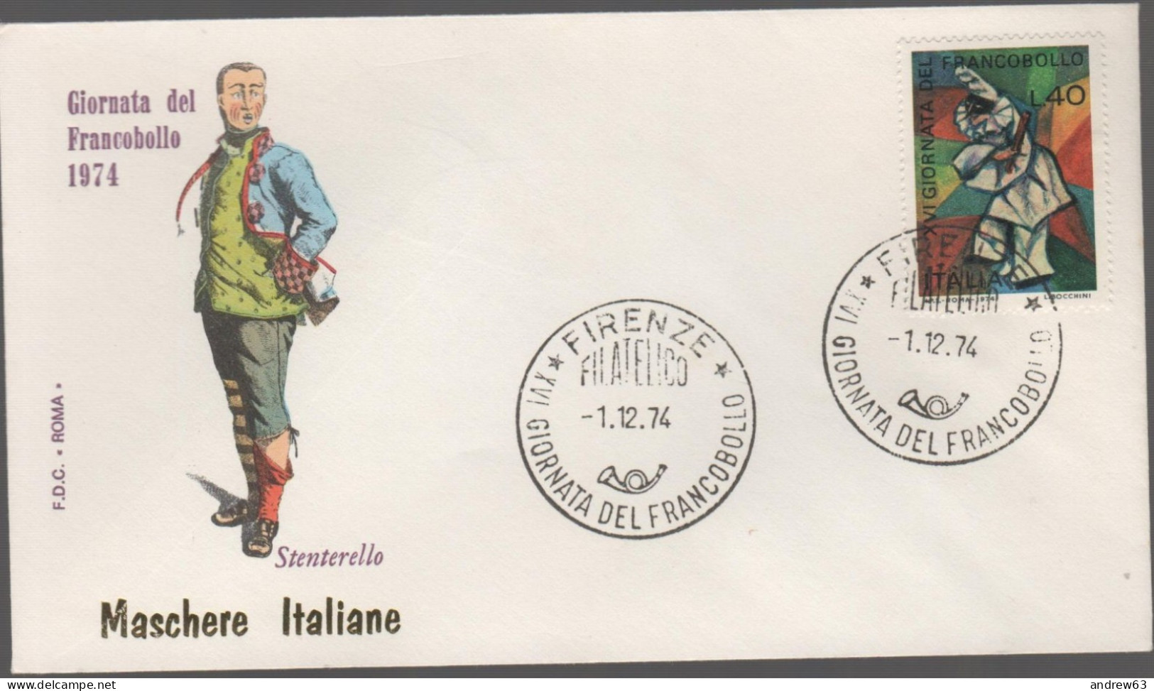 ITALIA - ITALIE - ITALY - 1974 - 16ª Giornata Del Francobollo - Stenterello - FDC Roma - FDC