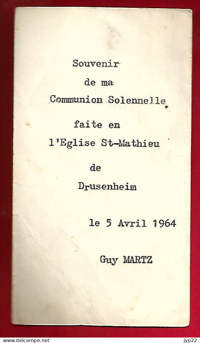Image Pieuse Ed Boumard W 12 - Communion Guy Martz Eglise Saint Mathieu De Drusenheim 5-04-1964 - Devotion Images