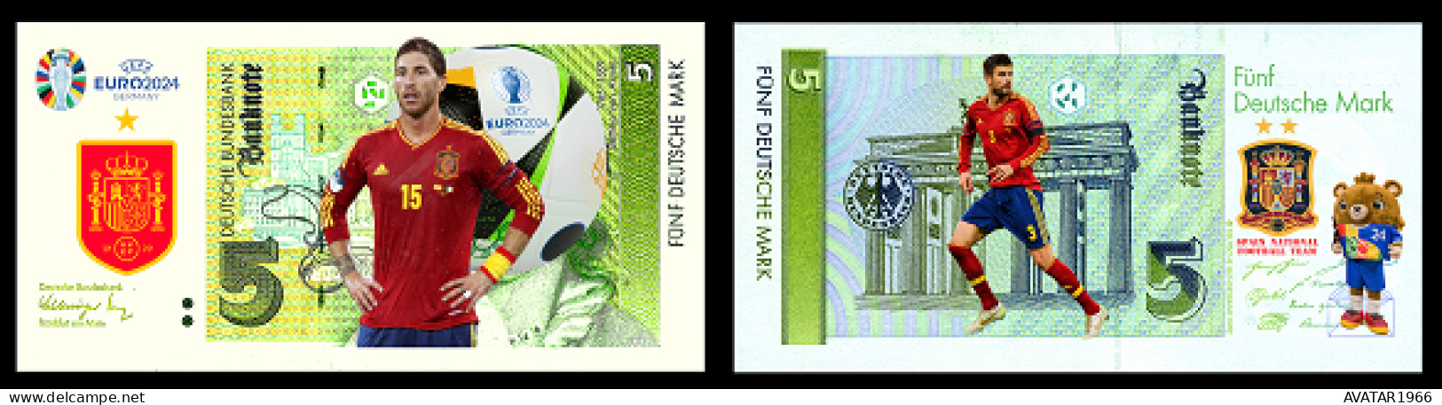 UEFA European Football Championship 2024 Qualified Country Spain  8 Pieces Germany Fantasy Paper Money - [15] Commemoratives & Special Issues