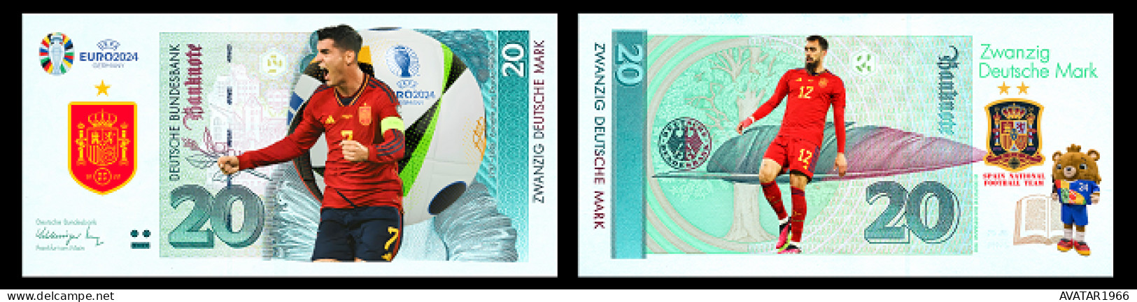 UEFA European Football Championship 2024 Qualified Country Spain  8 Pieces Germany Fantasy Paper Money - [15] Commemoratives & Special Issues