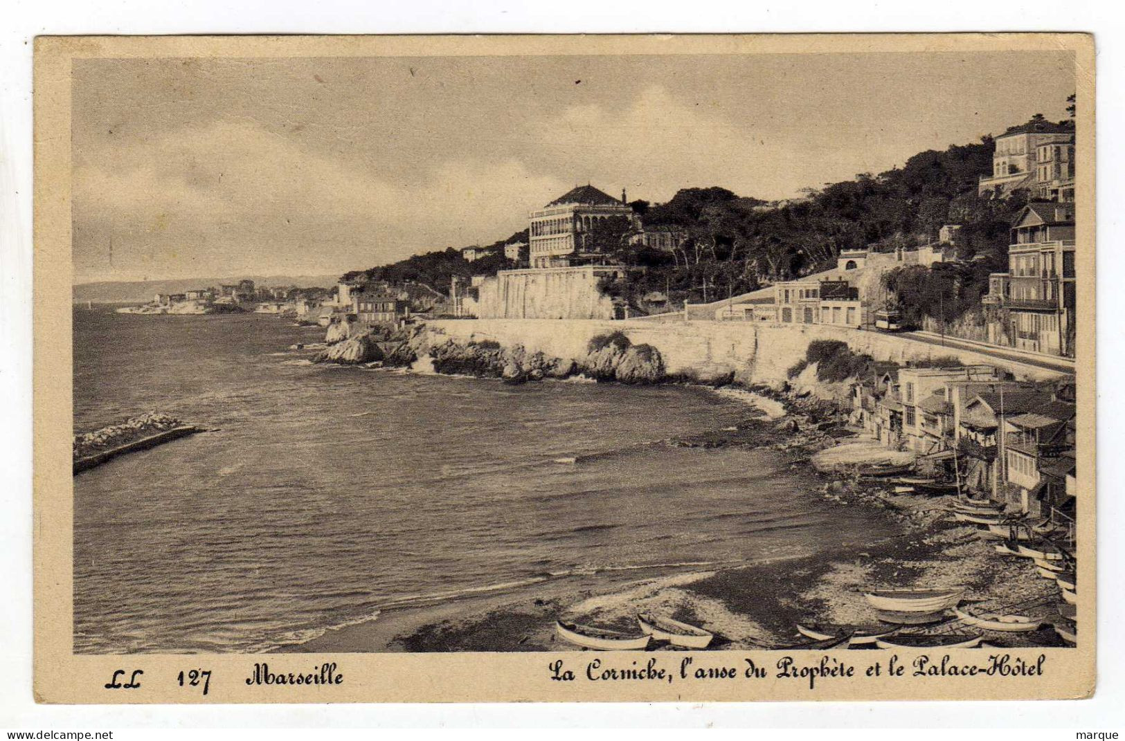 Cpa N° 127 MARSEILLE La Corniche L'Anse Du Prophète Et Le Palace Hôtel - Endoume, Roucas, Corniche, Beaches