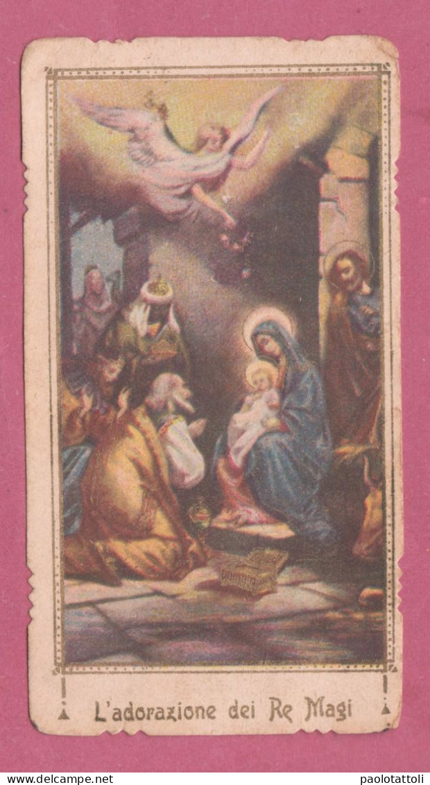 Santino, Holy Card- L'Adorazione Dei Re Magi. Con Approvazione Ecclesiastica- Dim. 105 X56mm - Images Religieuses