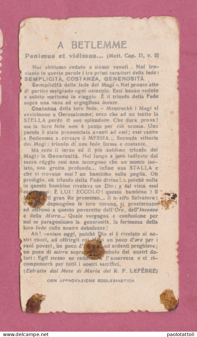 Santino, Holy Card- L'Adorazione Dei Re Magi. Con Approvazione Ecclesiastica- Dim. 105 X56mm - Images Religieuses