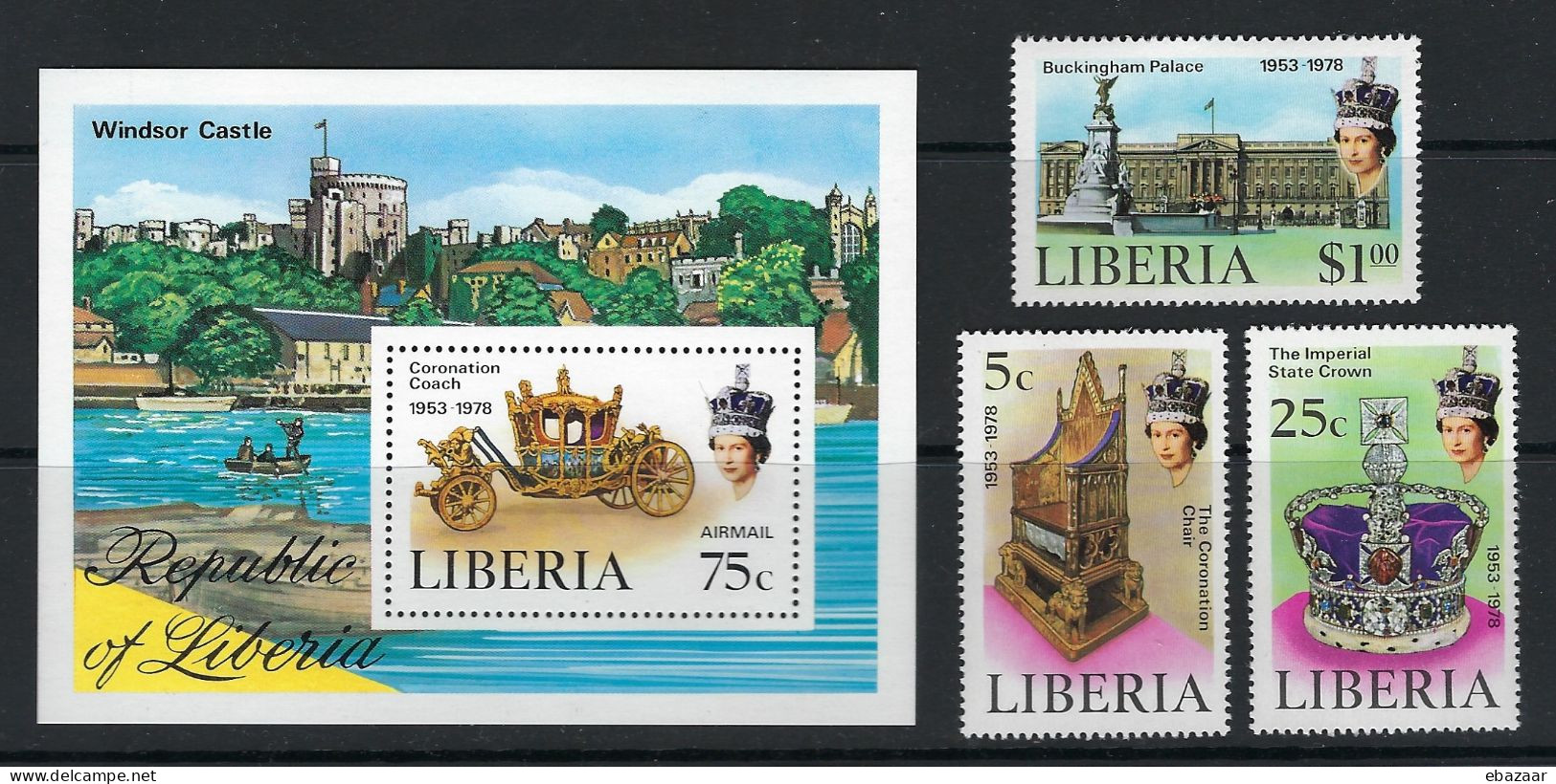 Liberia 1977 Royalty, Kings & Queens Of England, Queen Elizabeth II, Silver Jubilee Stamps Sheet MNH - Liberia